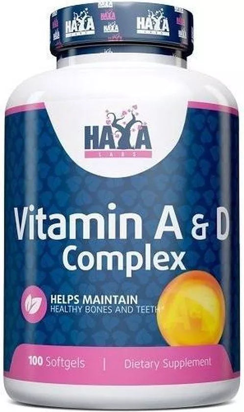 Haya Labs Vitamin A & D Complex 100 kaps. (vitamino A, D kompleksas)