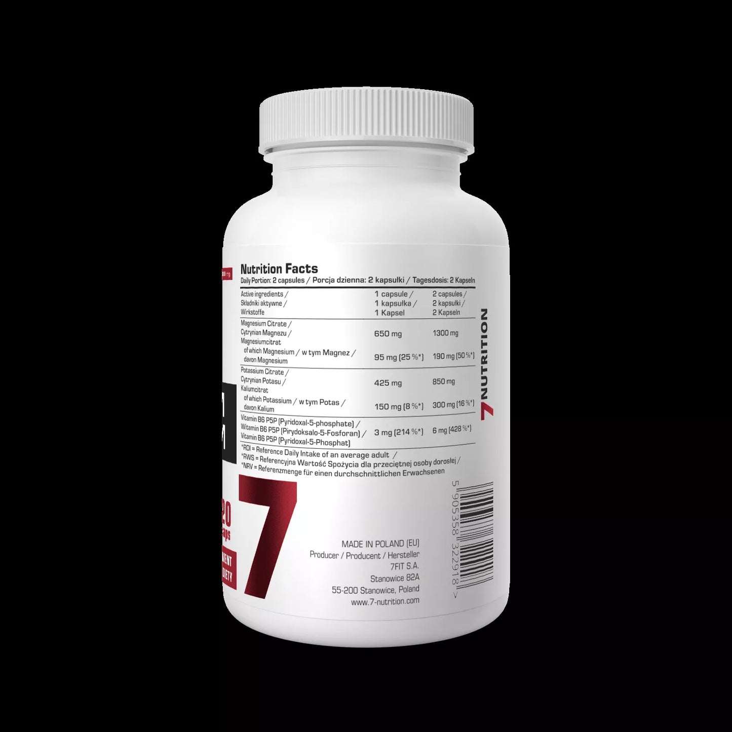 7 Nutrition Magnesium + Potasium B6 120 kaps.