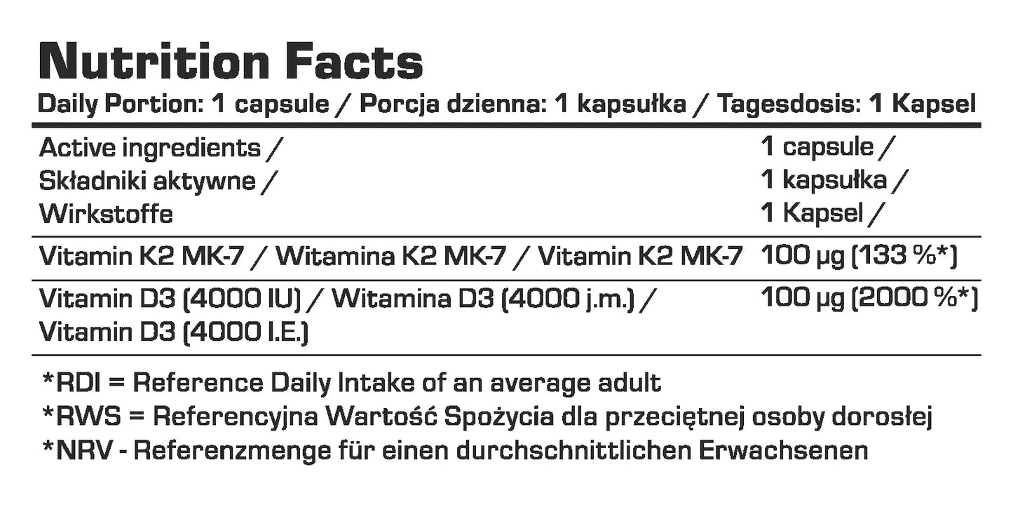 7 Nutrition Vitamin D3 4000 K2 Forte 120 kaps.