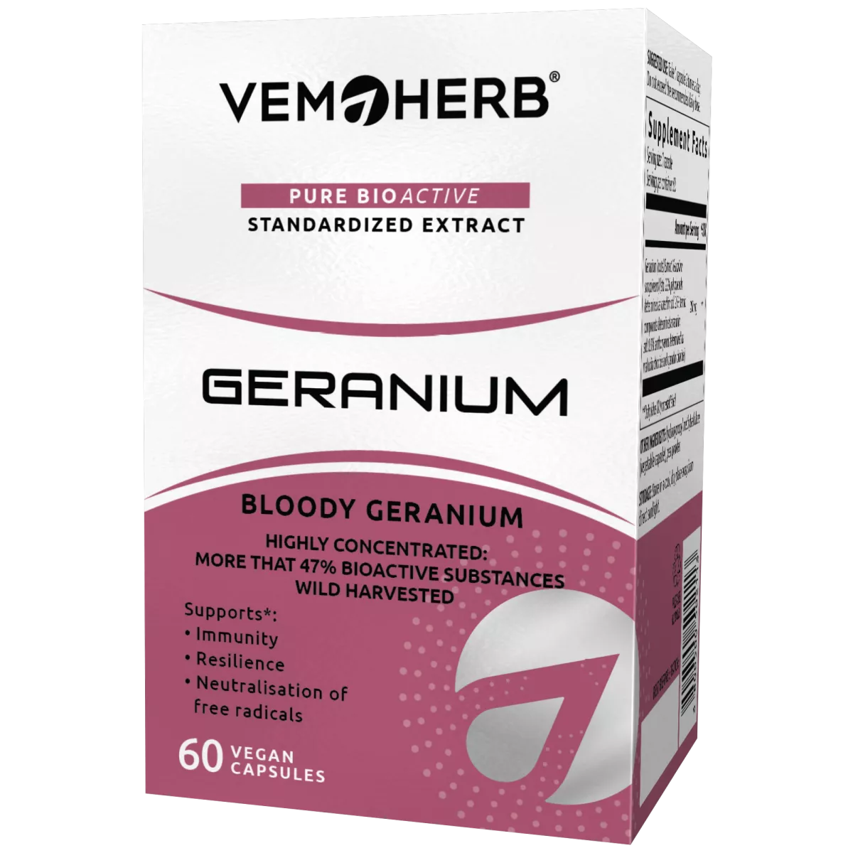 VemoHerb Geranium (Raudonžiedžio snapučio (šaknų) ekstraktas) 60 kaps.