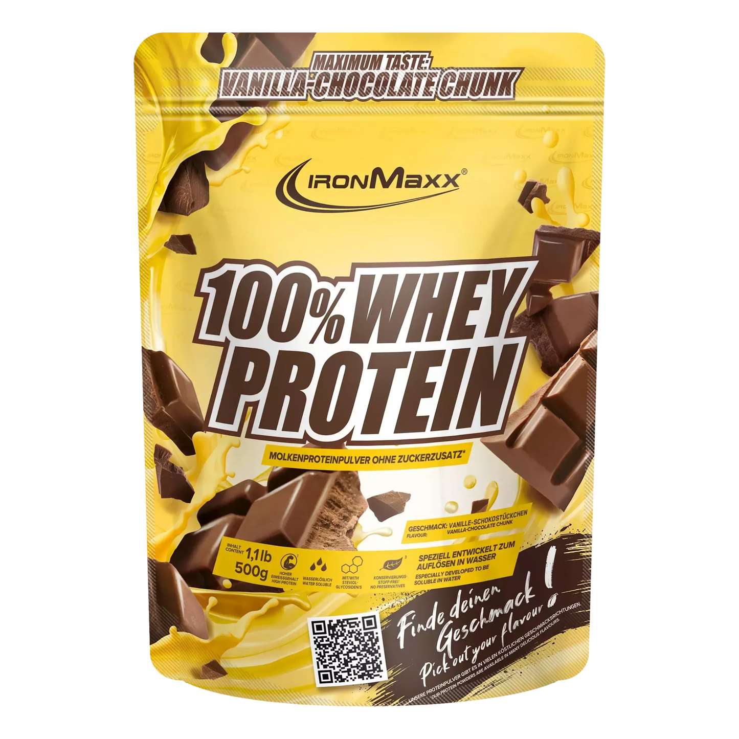 IronMaxx 100% Whey Protein (Vanilla Choco Chunk) 500 g. (Geriausias iki: 2026-06-30)
