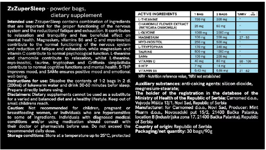 Nutricamed Zzzuper sleep 30 packs
