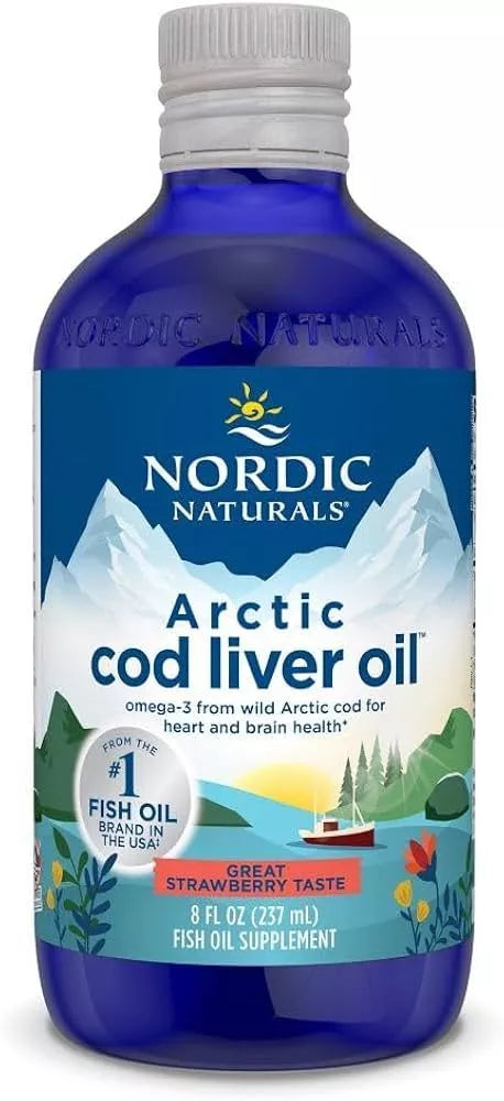 Nordic Naturals Arctic Cod Liver Oil (menkių kepenų aliejus) 237 ml. braškių skonio
