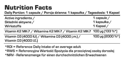 7 Nutrition Vitamin D3 4000 K2 Forte 120 kaps.