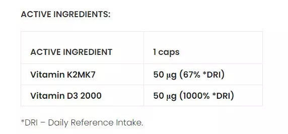 7 Nutrition Vitamin D3 + K2 Mk7 120 caps
