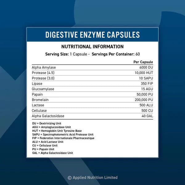 Applied Nutrition Digestive Enzyme 60 caps.