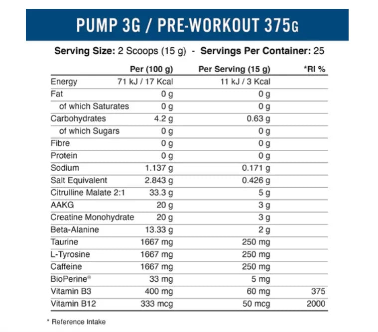 Applied Nutrition Pump 3G Original Pre Workout 375 g