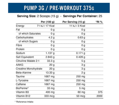 Applied Nutrition Pump 3G Original Pre Workout 375 g