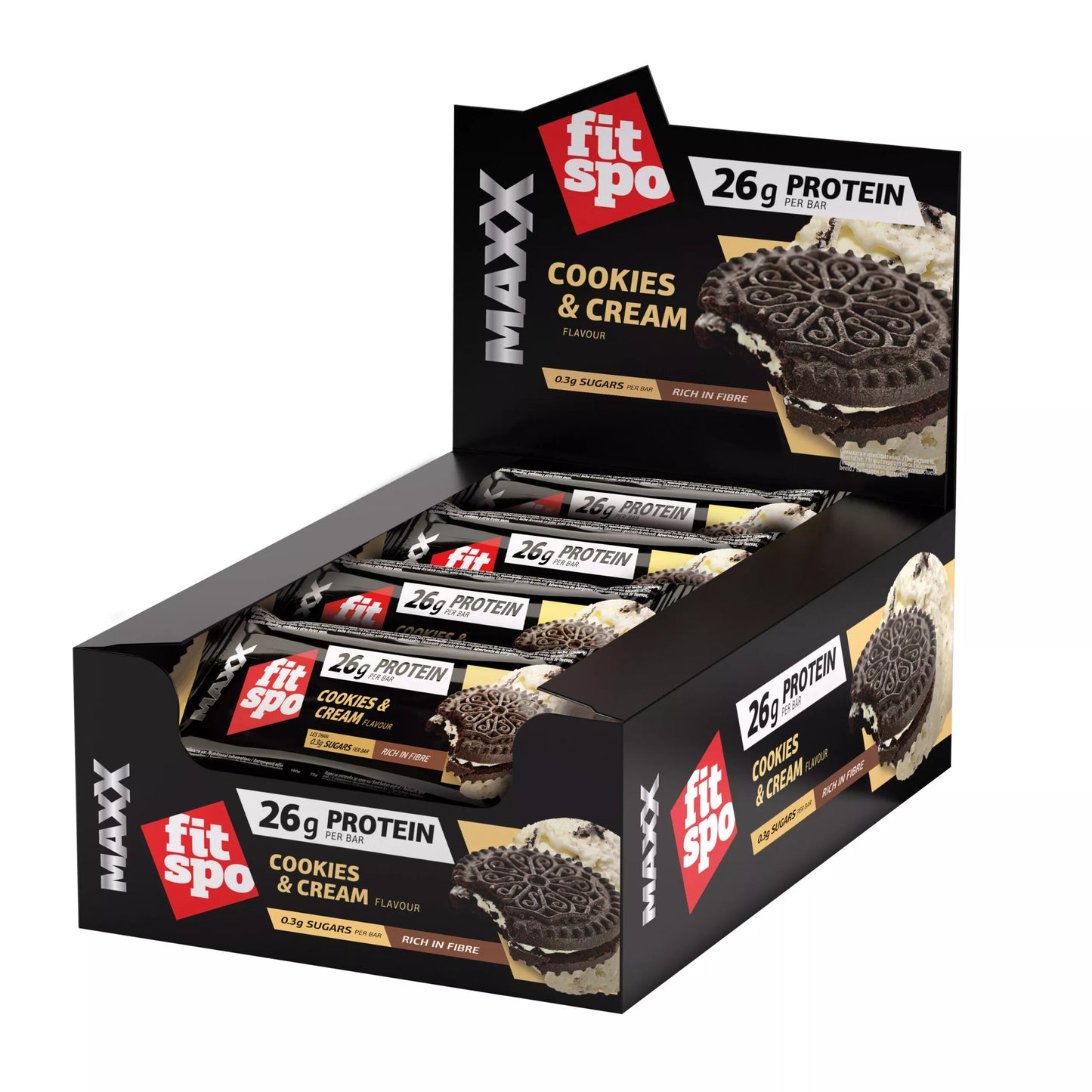 FitSpo Maxx protein bar Cookies and Cream BOX 75 g x 12