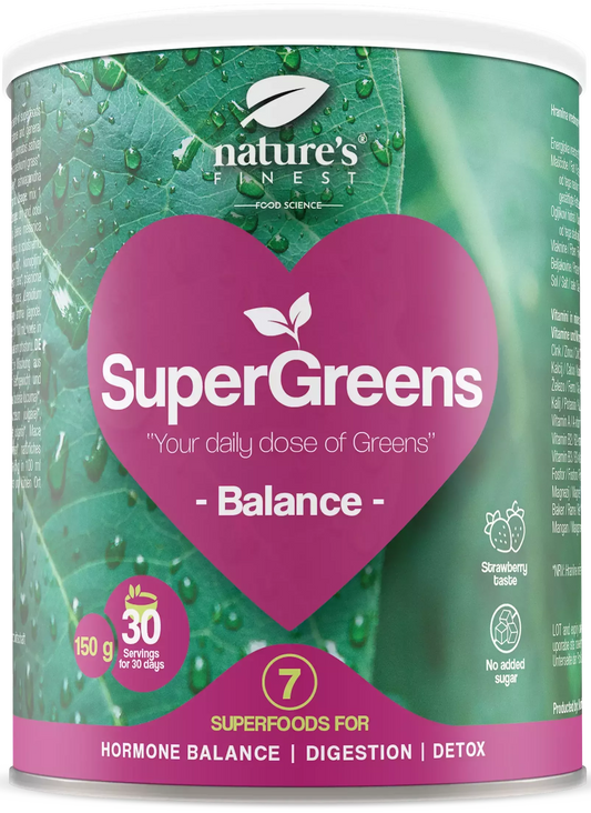 Nature's Finest supermaisto mišinys balansui „SuperGreens BALANCE“, ekologiškas 150 g.